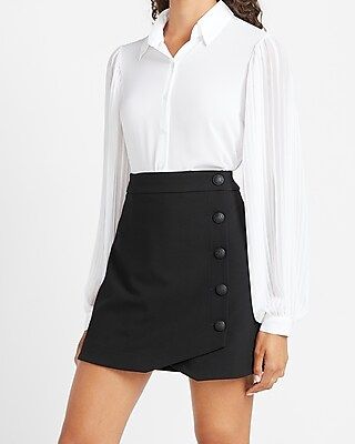 High Waisted Soft & Sleek Button Side Pencil Skirt | Express