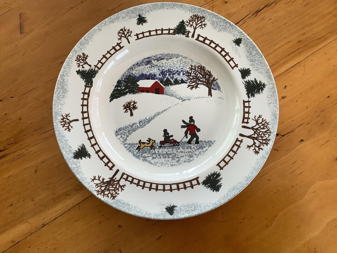 Folkcraft Winter Side Plate, Salad, Bread, Luncheon, 8 1/2 Inch, Winter Scene - Etsy | Etsy (US)