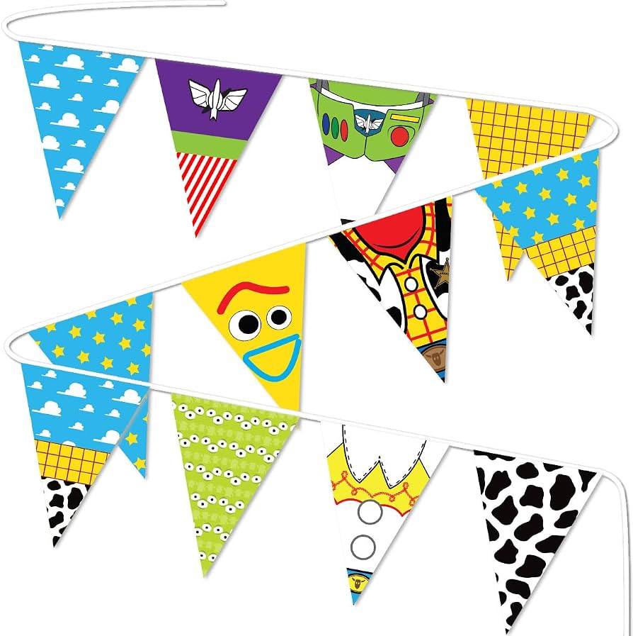 Toy Themed Story Banner Cartoon Story Party Decorations Toy Inspired String Flags Hanging Decorat... | Amazon (US)