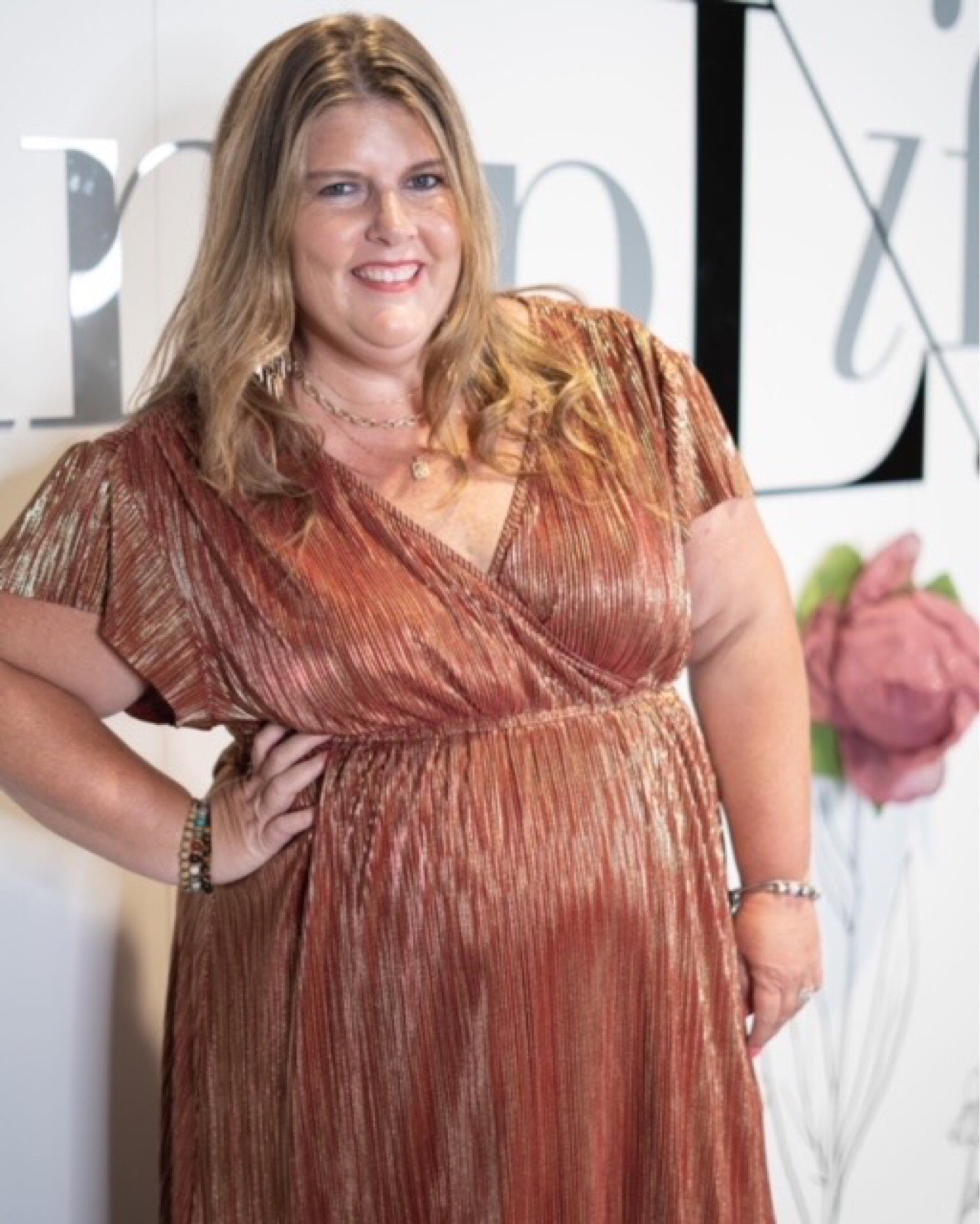 What a show-stopper! This dress is so comfy and easy to wear when you need to go glam. The metallic sheen is the perfect pop for a special occasion.

#LTKbeauty #LTKSeasonal #LTKcurves