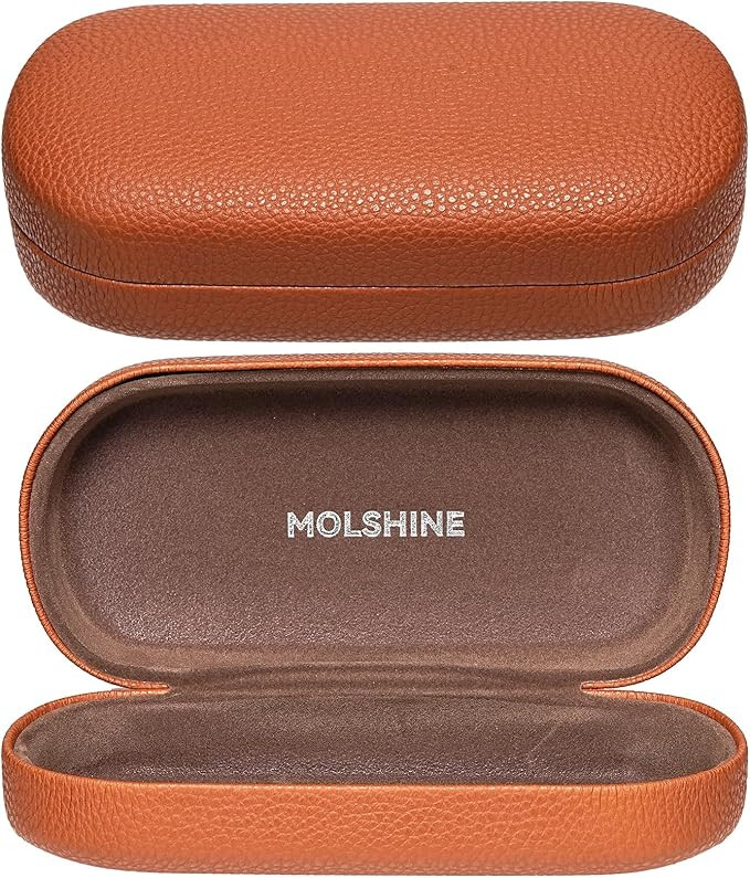 molshine Hard Shell Leather Sunglasses Case,Classic Large Glasses Case for Women Men,Sunglass Eye... | Amazon (US)