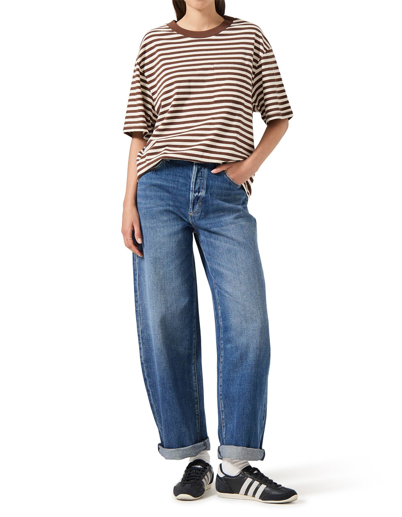 Gigi Barrel Super High Rise Turn Up Jeans | David Jones (Australia & New Zealand)