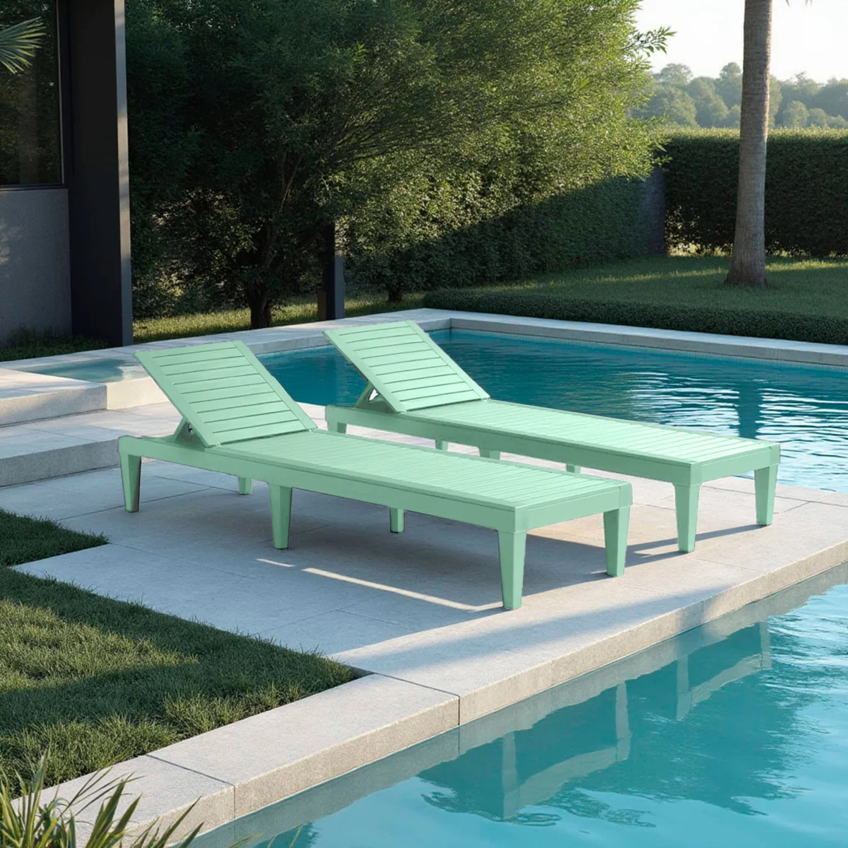 Nestl Waterproof, Lightweight, and Adjustable Outdoor Polyresin Chaise Lounge Chair Set | Wayfair North America