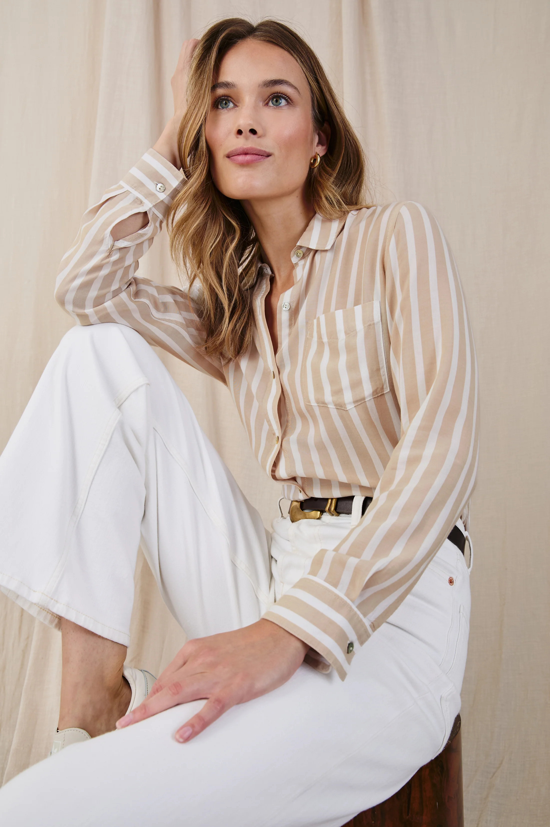 WREN SHIRT - NATURAL STRIPE | Rails