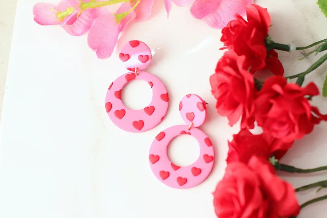 Tiny Love Hoops: Handcrafted Clay Hoop Earrings for a Sweet Valentine's Day - Etsy | Etsy (US)