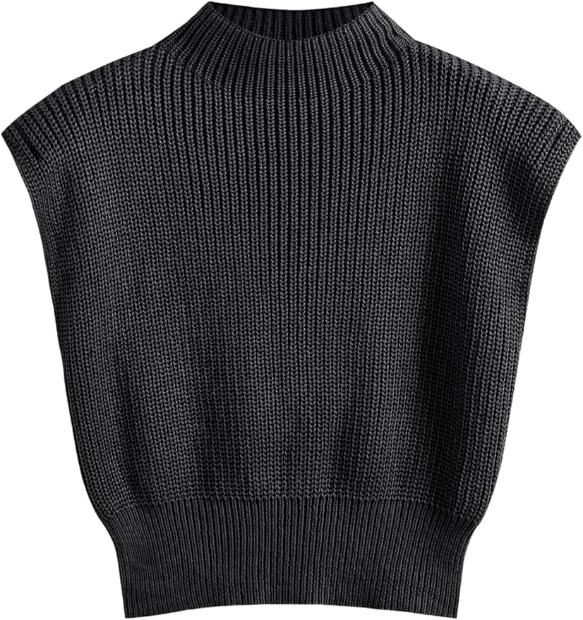 CIDER Women's Mock Neck Sleeveless Sweater Tops Cap Sleeve Sweater Vests Tank Tops | Amazon (US)