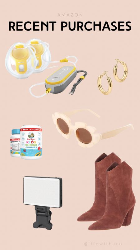 Recent Amazon purchases, Amazon finds, dolce vita ankle boots, designer dupe sunglasses, organic vitamins for kids, hands free breast pump