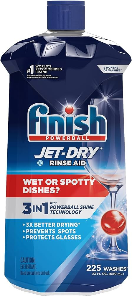 Finish Jet-Dry Liquid Rinse Aid, Dishwasher Rinse and Drying Agent, 23 fl oz, Packaging may vary | Amazon (US)