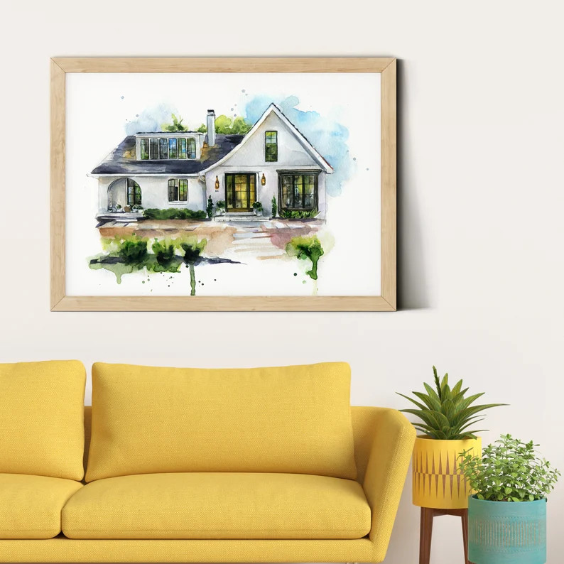 Custom House Portrait, Home Portrait, Watercolor House Painting, New Home Gift, First Home, Sympa... | Etsy (US)