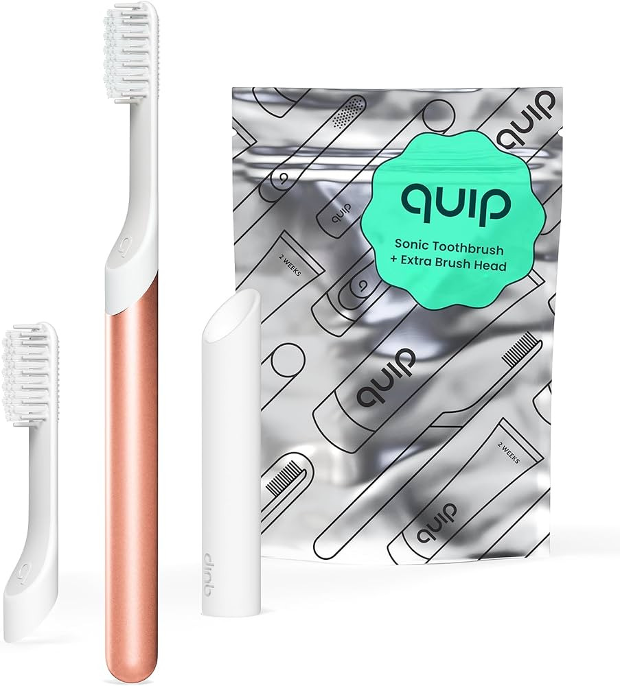 Quip Sonic Toothbrush for Adults with Timer - Includes Extra Brush Head and Travel Cover Mount - ... | Amazon (US)