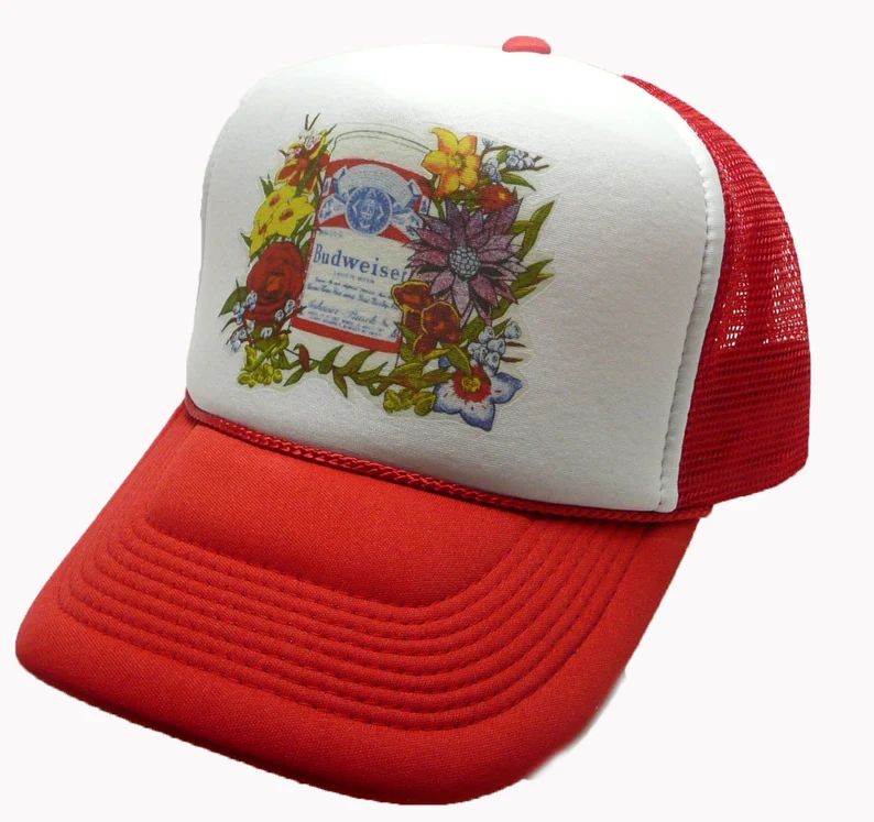 Budweiser Beer Hat mesh hat snap back cap Red New adjustable Vintage 1980's Trucker Hat | Etsy (US)