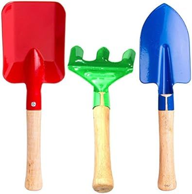 Annymall Garden Tools 3-Piece Set, 8" Metal with Sturdy Wooden Handle Safe Gardening Tools Trowel... | Amazon (US)