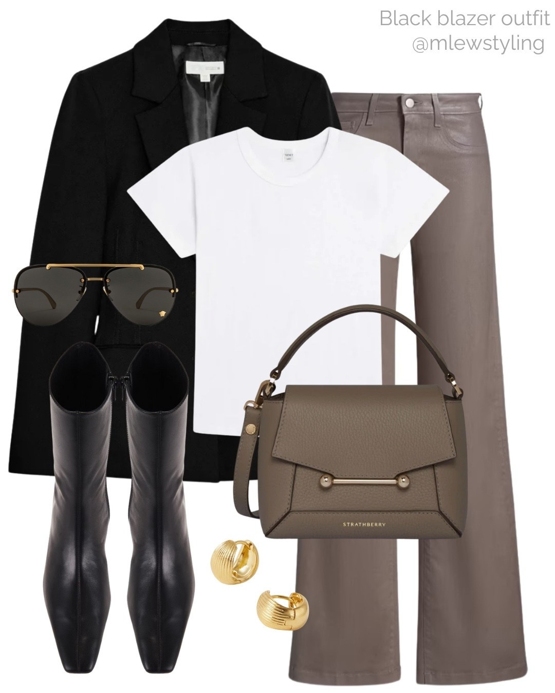 Elevated fall outfit with a black blazer and a white tee 🤍

Tags: autumn outfit, fall boots, raye leather booties, strathberry leather bag, L’agence coated jeans, Versace aviator sunglasses, new in Zara blazer, neutral aesthetic 

#LTKShoeCrush #LTKStyleTip #LTKItBag