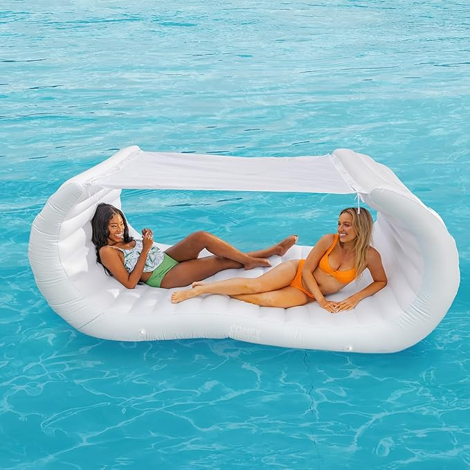 Comfy Floats Inflatable Pool Couch - White Pool Float, Floating Cabana, Luxury Pool Float for Adu... | Amazon (US)