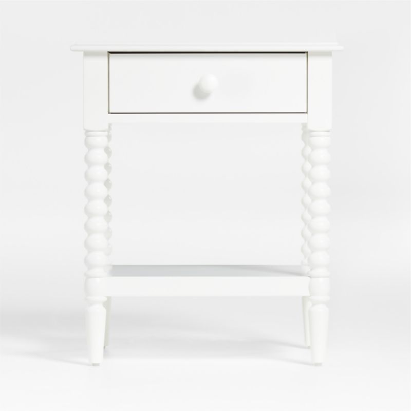 Jenny Lind White Wood Spindle Kids Nightstand with Drawer + Reviews | Crate & Kids | Crate & Barrel