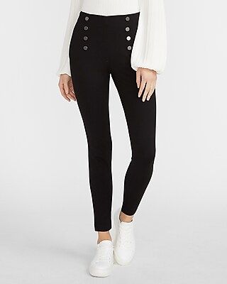 High Waisted Sailor Button Knit Skinny Pant | Express