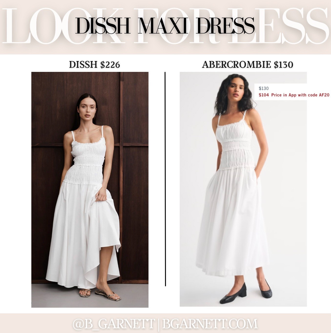 An almost identical Dissh lookalike (currently on sale) for less than half the price 
Use code “ AF20 “ 

Abercrombie dress | maxi dress | Dissh dress | white dress | spring outfit 

#LTKootd #LTKValentine #LTKSeasonal