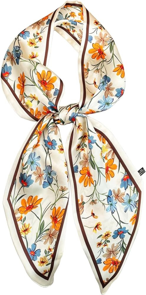 kcctoo 59" Mulberry Silk Like Head Scarf Women's Fashion Square Neck Satin Scarfs for Bag Hair Sc... | Amazon (US)