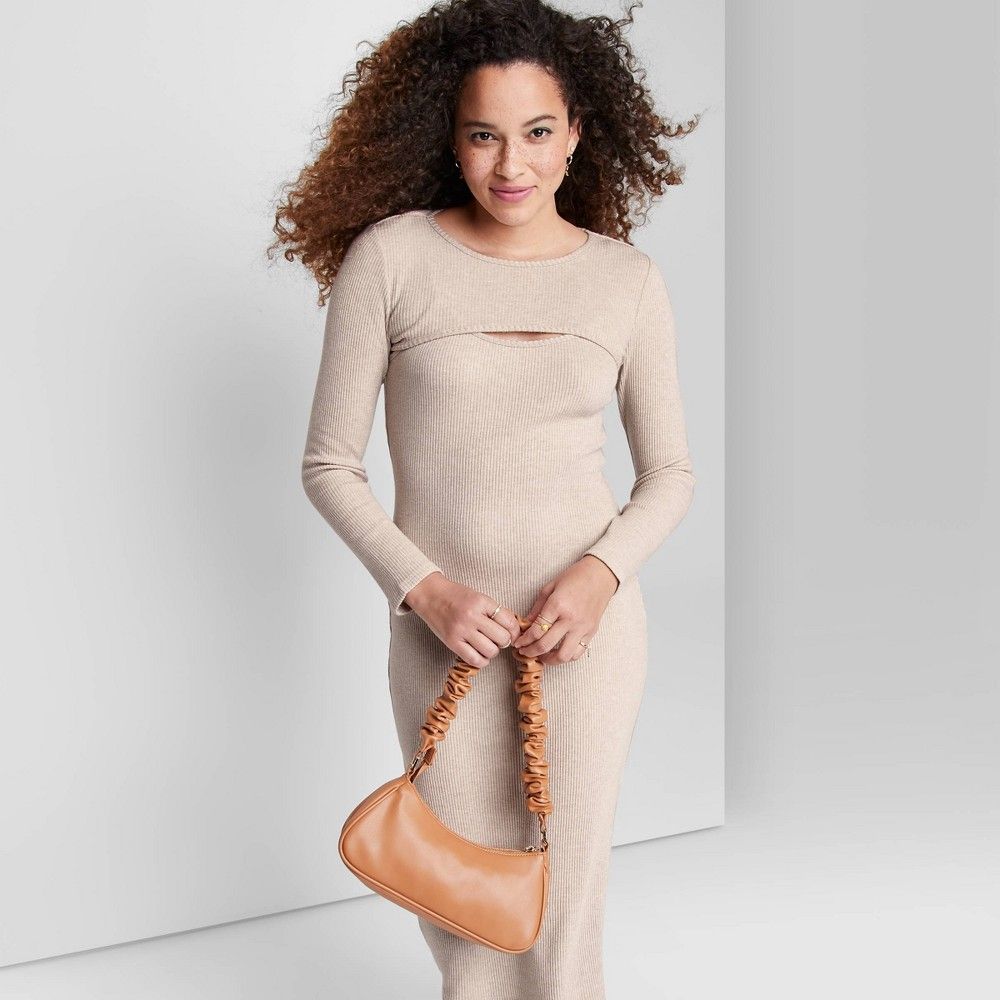 Women's Long Sleeve Bodycon Sweater Dress & Shrug Set - Wild Fable Heather Cream XS, Grey Ivory | Target
