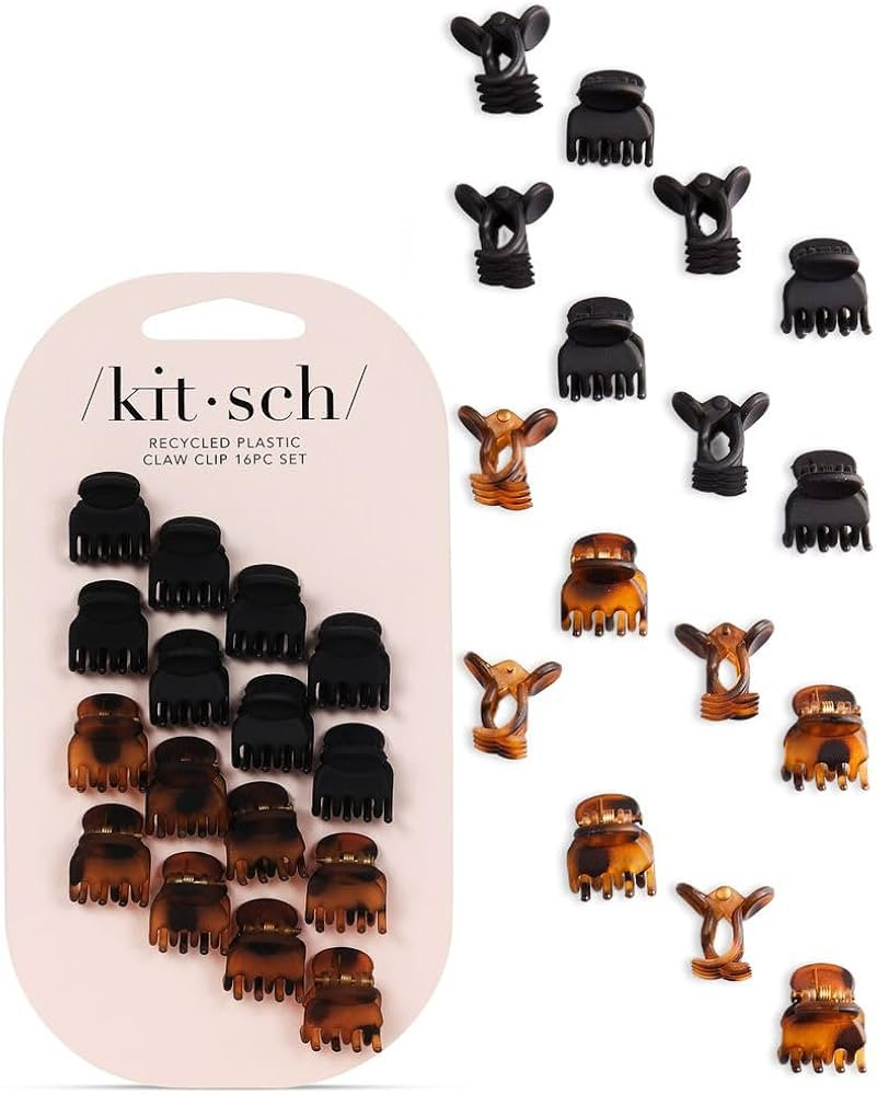 Kitsch Mini Hair Clips for Women - Tortoise & Black, 16 Pcs | Amazon (US)