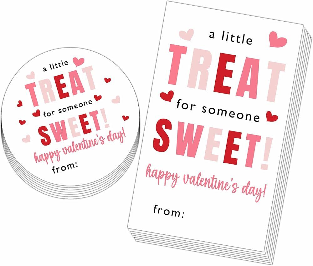 Valentine's Day Gifts Tags Stickers, a Little Treat for Someone Sweet, Valentines Circle Label St... | Amazon (US)