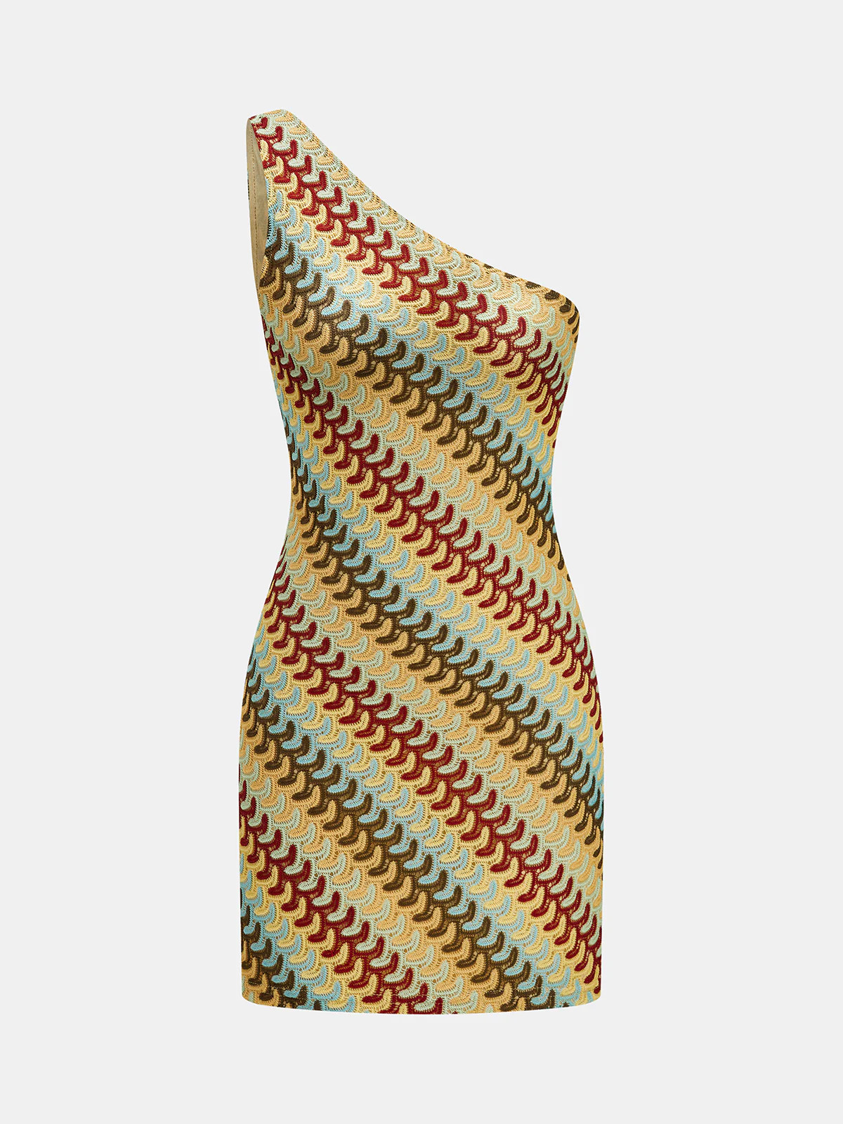 One Shoulder Wave Striped Slim Fit Mini Dress | Commense