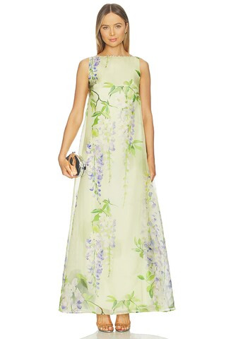 Suzanne Applique Long Sleeve Mini Dress in Juniper Green | Revolve Clothing (Global)