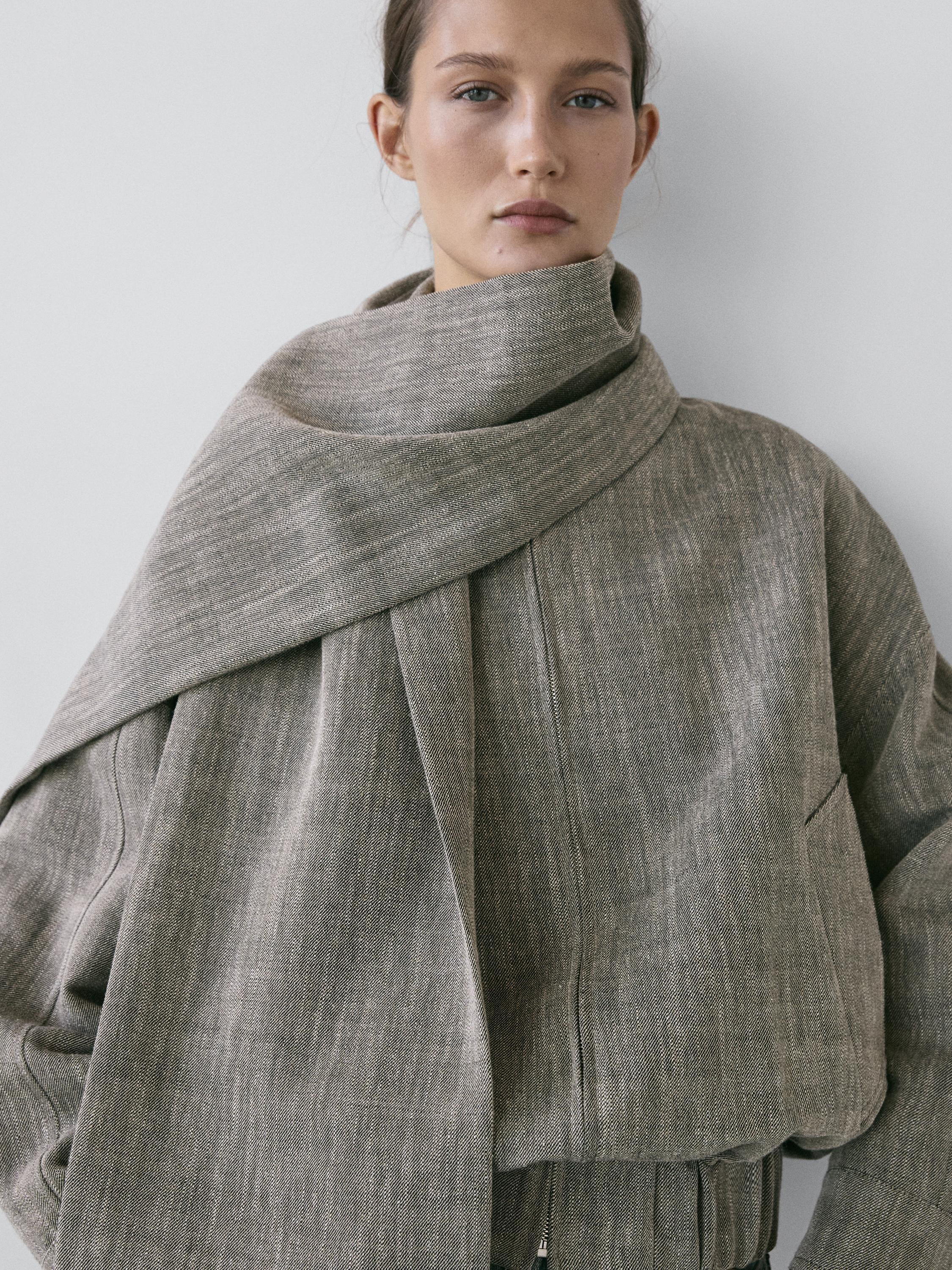 Flecked bomber jacket with scarf | Massimo Dutti UK