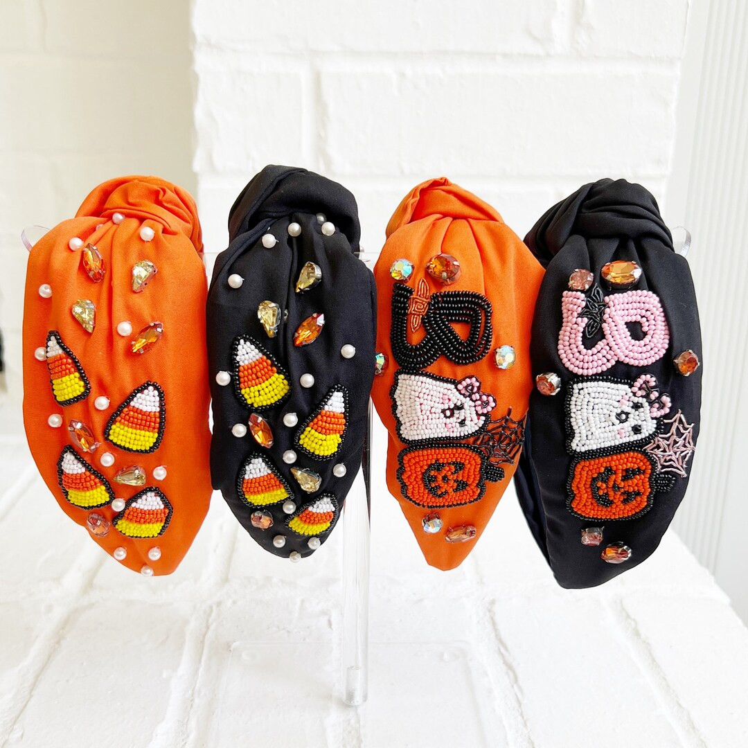Halloween Headbands Candy Corn Headband Orange & Black - Etsy | Etsy (US)