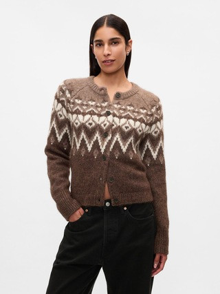 Brushed Fair Isle Cropped Cardigan | Gap (US)