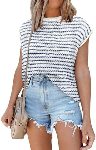 Disamer Cap Sleeve Knit Sweater Tops Sleeveless Vest 2026 Spring Clothes Oversized Summer Tank Tr... | Amazon (US)