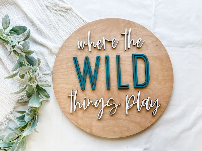 Where the Wild Things Play Playroom Sign Kids Decor Round - Etsy | Etsy (US)