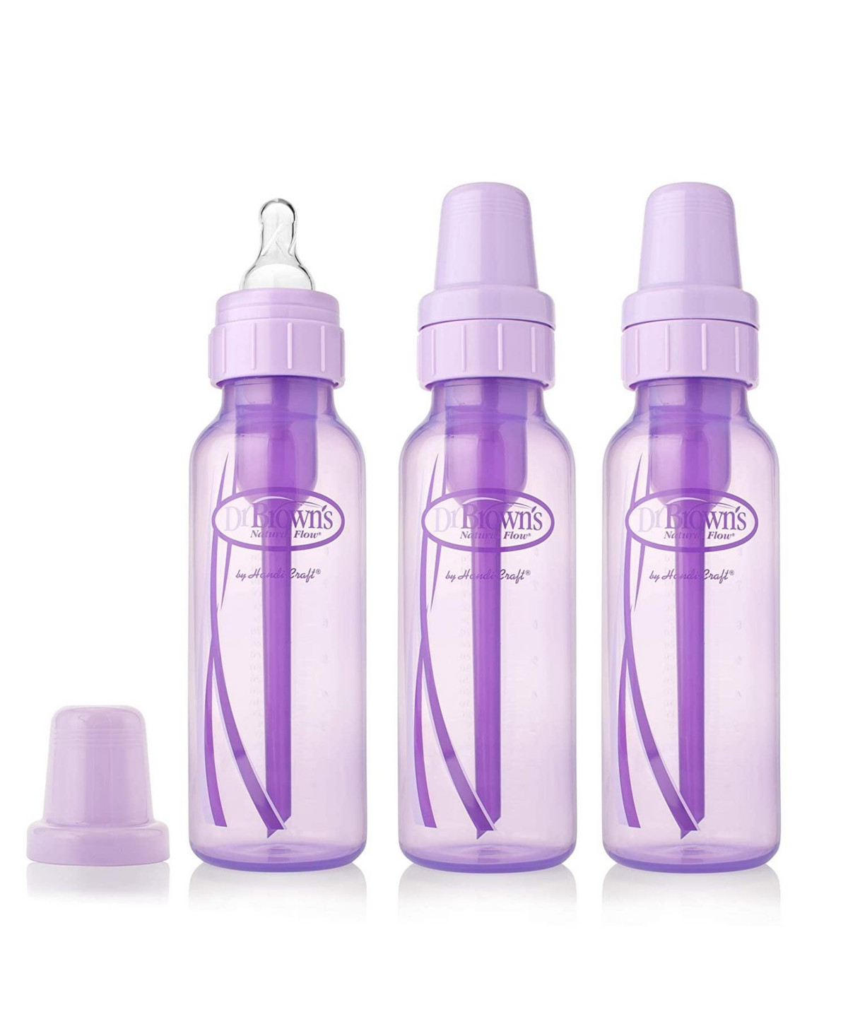 Dr. Browns Natural Flow Anti-Colic Baby Bottles, Lavender, 8oz, 3 Pack - Light/Pastel Purple | Macy's