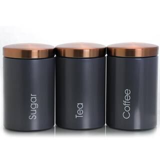 Essential Kitchen Storage 3-Piece Metal Canister Set | The Home Depot