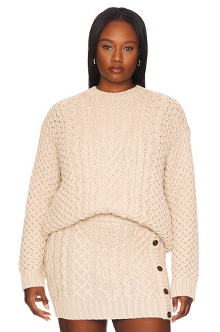 Song of Style Naara Cable Crew Pullover in Mushroom Grey from Revolve.com | Revolve Clothing (Global)