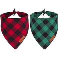 Adoggygo Christmas Dog Bandanas 2 Pack, Premium Cotton Fabric, Multiple Sizes Offered, Red Green ... | Amazon (US)