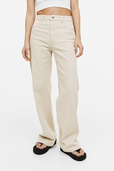 Wide-leg Twill Pants - Black - Ladies | H&M US | H&M (US + CA)