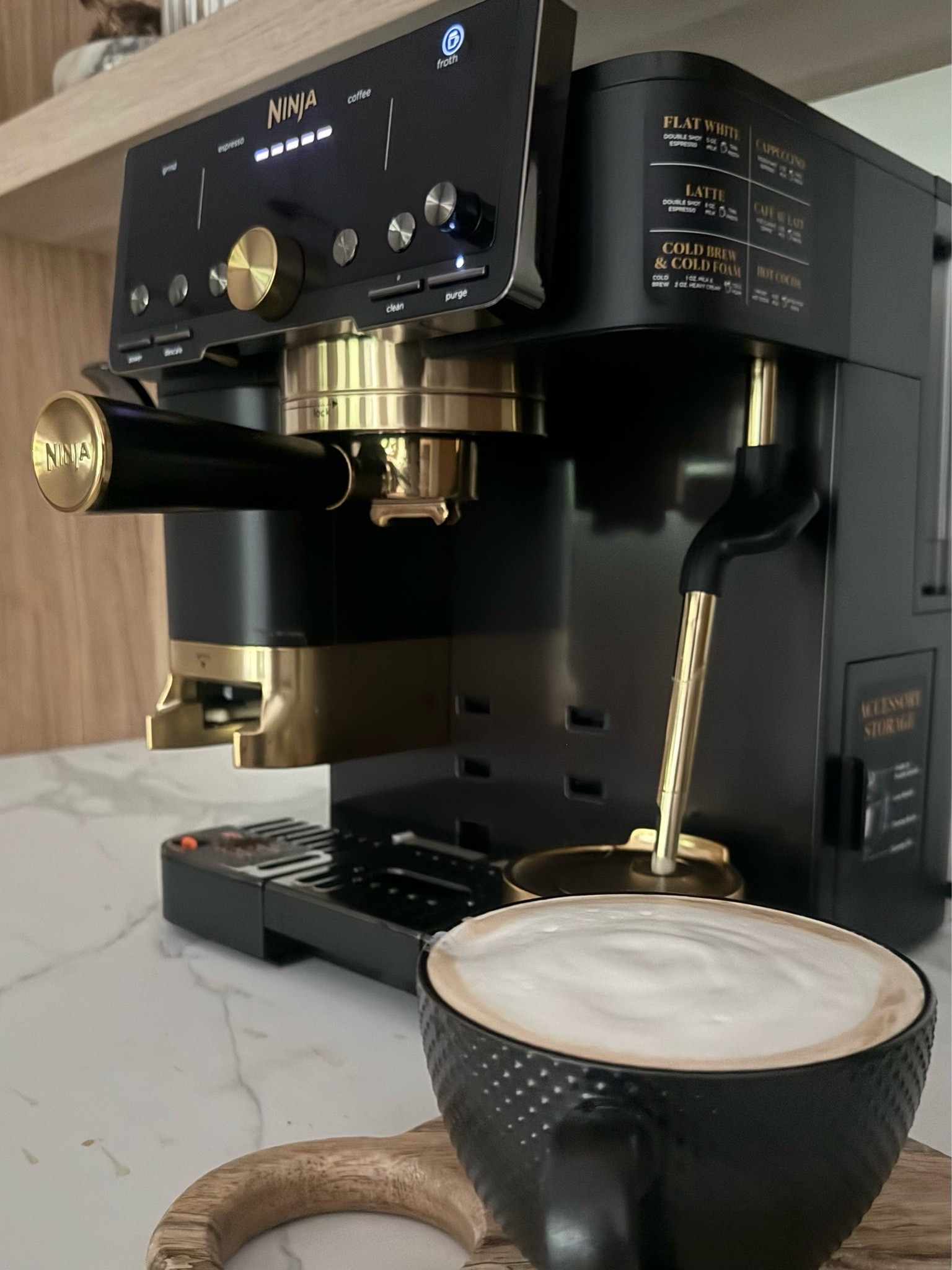 Amazing automatic barista machine. This is foolproof and it’s a beauty! 
Ninja Luxe Cafe Pro
I have the limited edition black and gold.