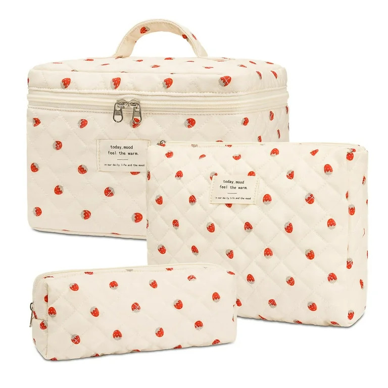 Soda Candy Makeup Bag Large Quilted Cosmetic Bag Floral Make up Bag for Women Cute Cotton Makeup ... | Walmart (US)