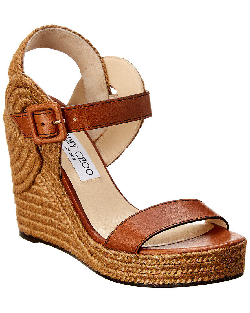 Jimmy Choo Delphi 100 Leather Wedge Sandal | Ruelala