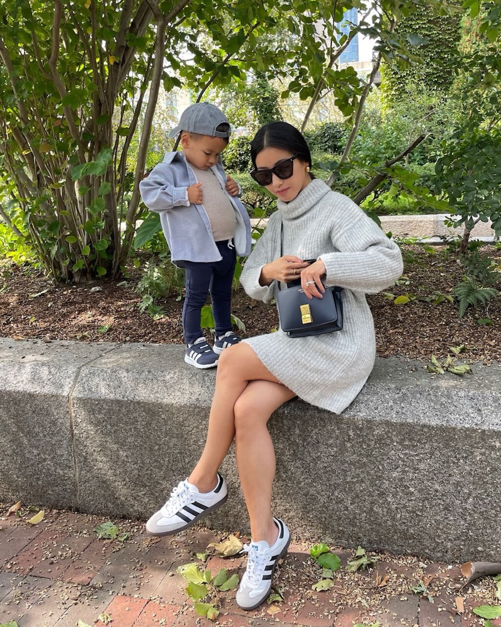 Finally back in stock! 
• Adidas Sambas sneakers - a men’s 4.5 fits me like a women’s 56 and is a little loose on me. Men’s 4 fits me like a women’s 5 to 5.5. 

I also linked the comfy cotton socks that I wear my sambas with - I have them in kids size medium. 

• ASOS sweater dress is old, I’ve linked a couple of similar options including in petite sizing 

• YSL sunglasses 

•Celine bag 

•On Rio: Amazon fleece lined shirt jacket 

•amazon baseball cap 
•Gerber joggers
 •Adidas sneakers

Petite fall / winter casual weekend cozy outfit 

#LTKHoliday #LTKkids #LTKSeasonal