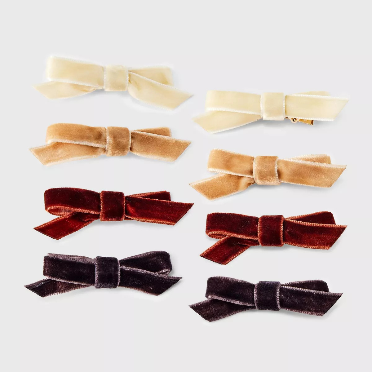 Velvet Bow Hair Clip Set 8pc - A New Day™ Neutral | Target