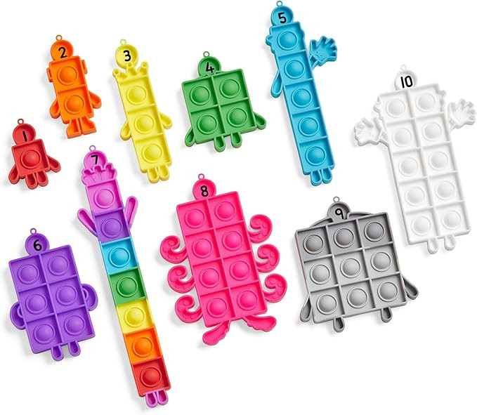hand2mind Numberblocks Sensory Bubble Poppers, Push Pop Fidget Toys, Keychains for Kids, Counting... | Amazon (US)