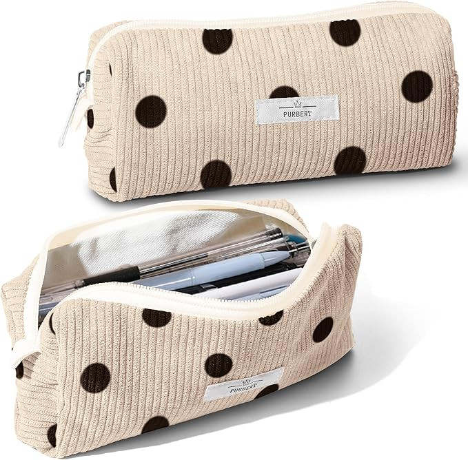 Pencil Bag Pen Case, Soft Corduroy Small Pencil Pouch Organizer with Zipper, Cute Pencil Case Pou... | Amazon (US)