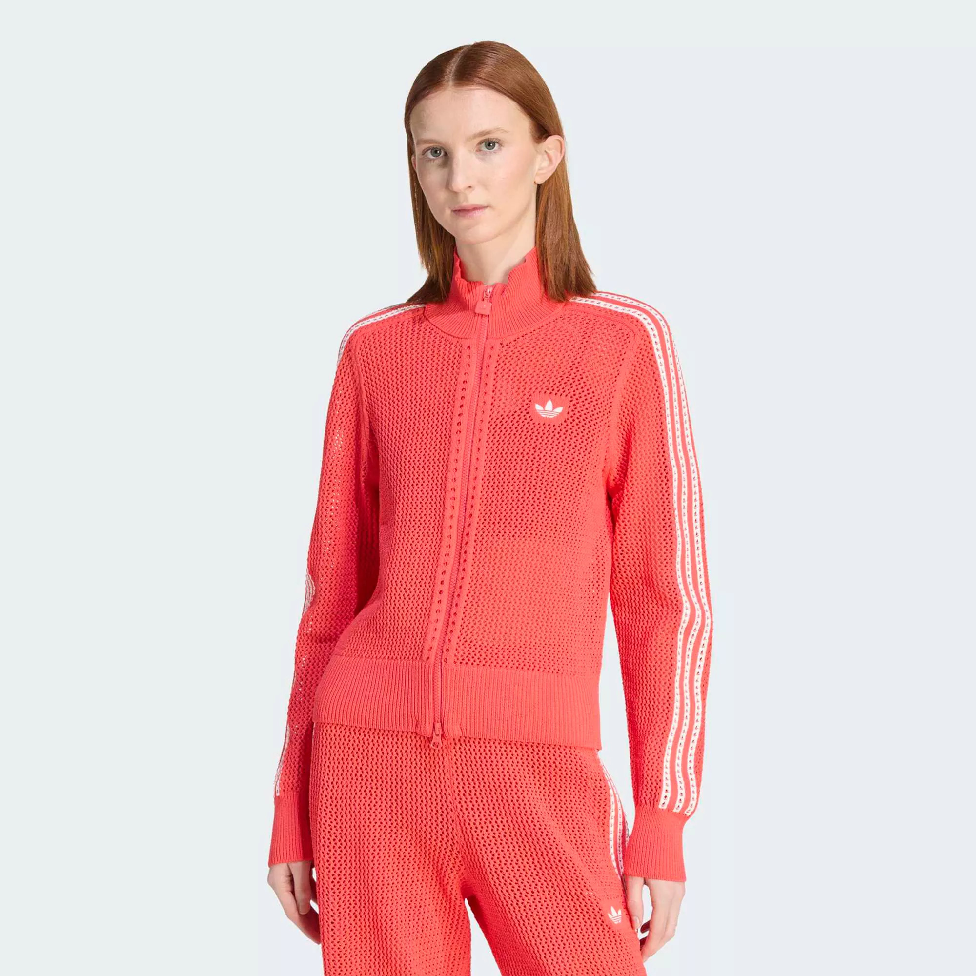 adidas Originals Women's Knitted Crochet Firebird Track Top, XL, Semi Lucid Red | DICK'S Sporting Goods