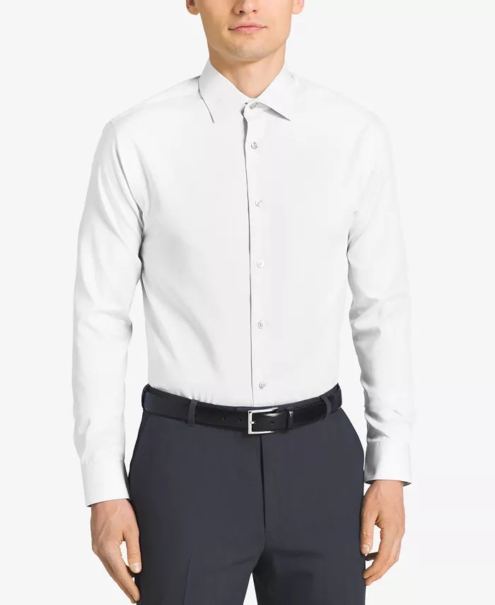 Calvin Klein Men's Classic-Fit Non-Iron Performance Herringbone Dress Shirt - Macy's | Macy's