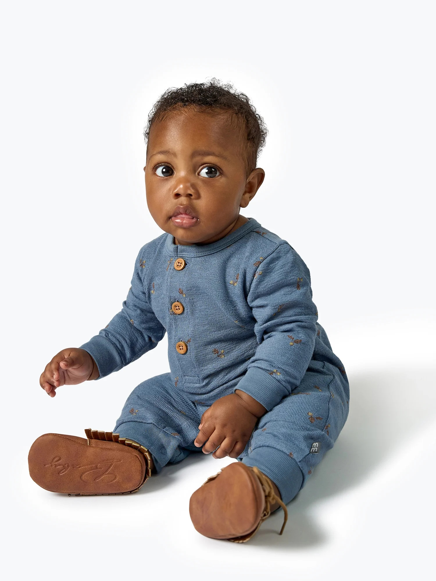 Modern Moments by Gerber Baby Boy Long Sleeve Slouch Romper, Sizes 0/3 Months - 24 Months | Walmart (US)