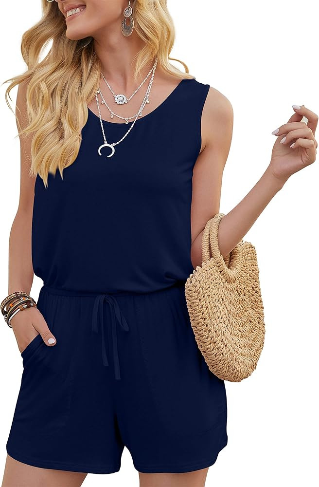 DouBCQ Womens Summer Romper Casual Short Jumpsuits With Pockets | Amazon (US)