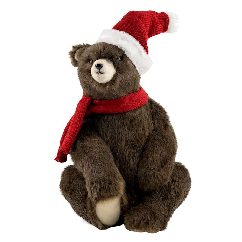 Brown Bear with Santa Hat Decor, 20" | At Home