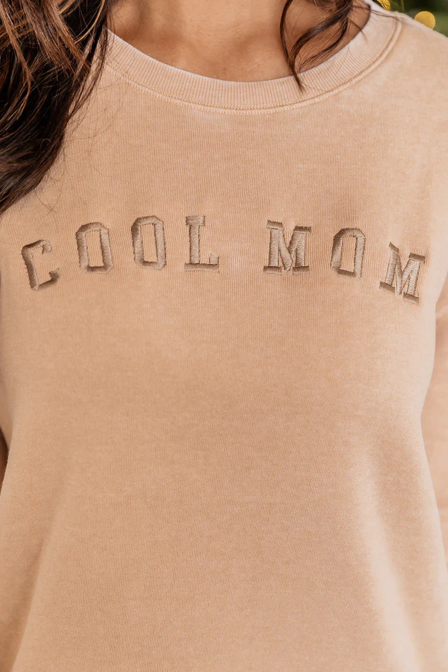 Cool Mom Embroidered Gold Sweatshirt | Pink Lily